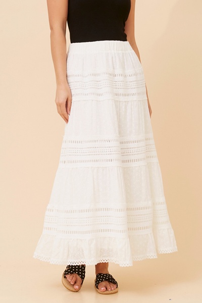 LUZ TIERED LACE MAXI SKIRT