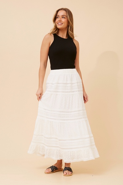 LUZ TIERED LACE MAXI SKIRT