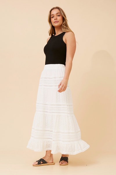 LUZ TIERED LACE MAXI SKIRT