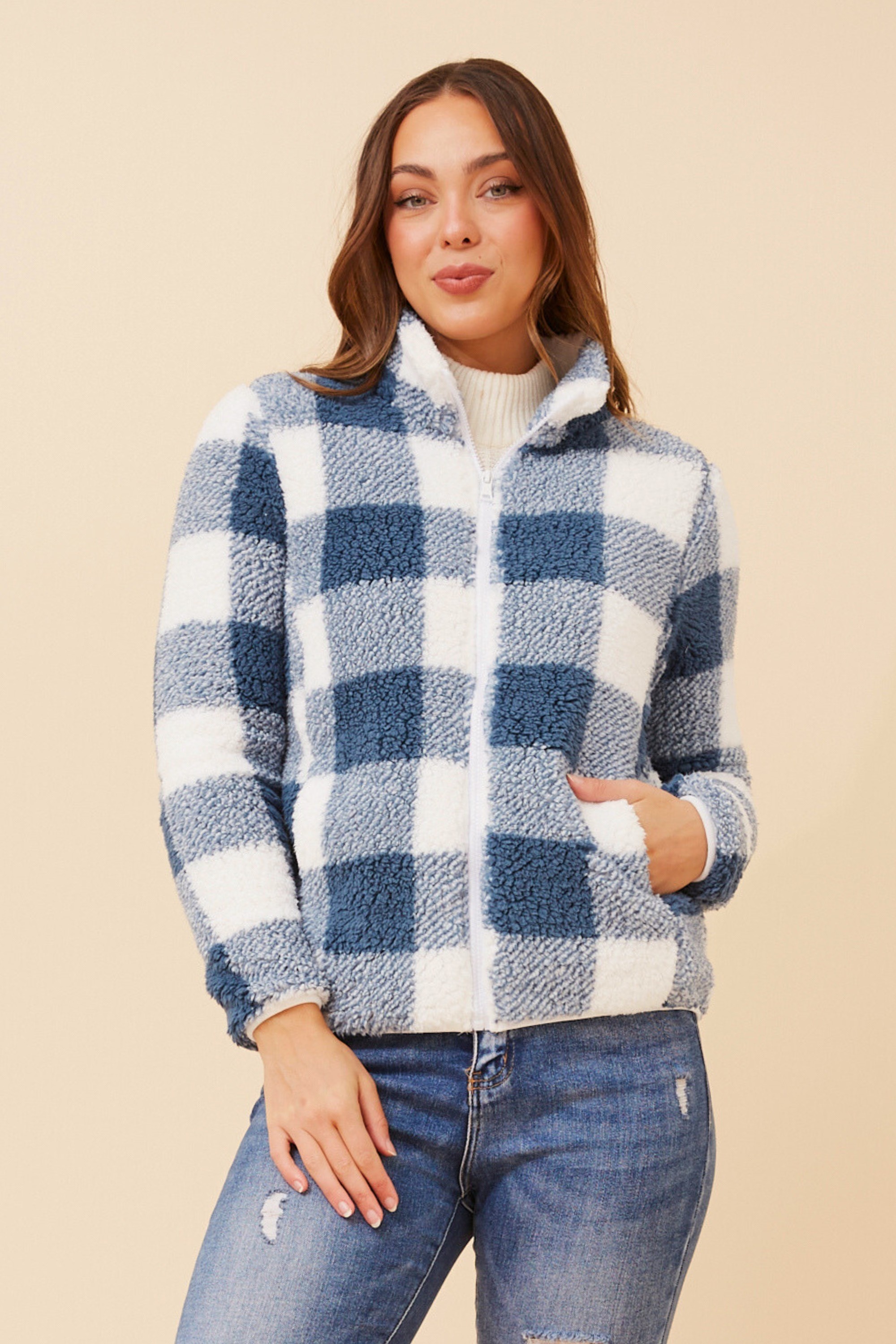 LYN CHECK TEDDY JACKET