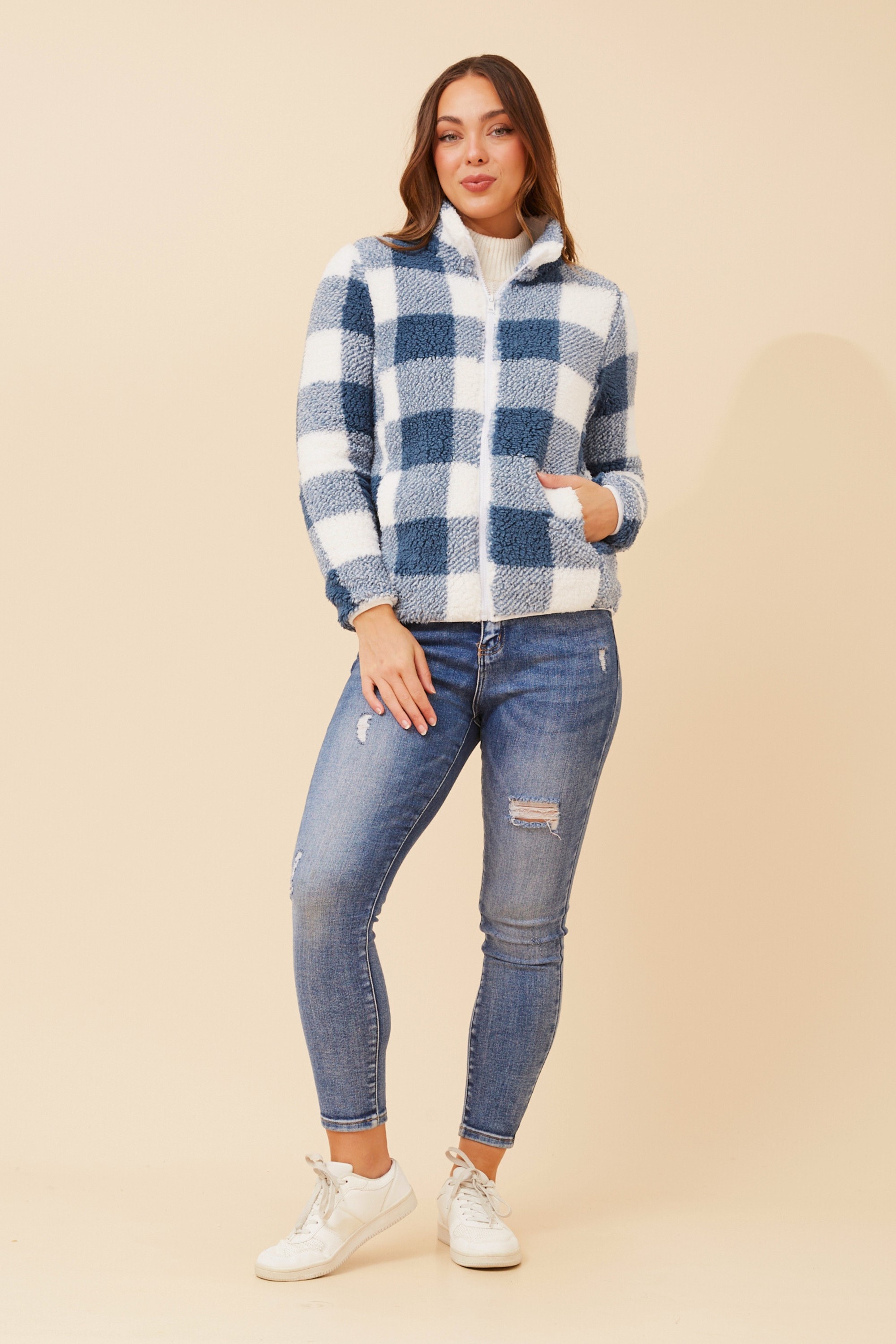 LYN CHECK TEDDY JACKET