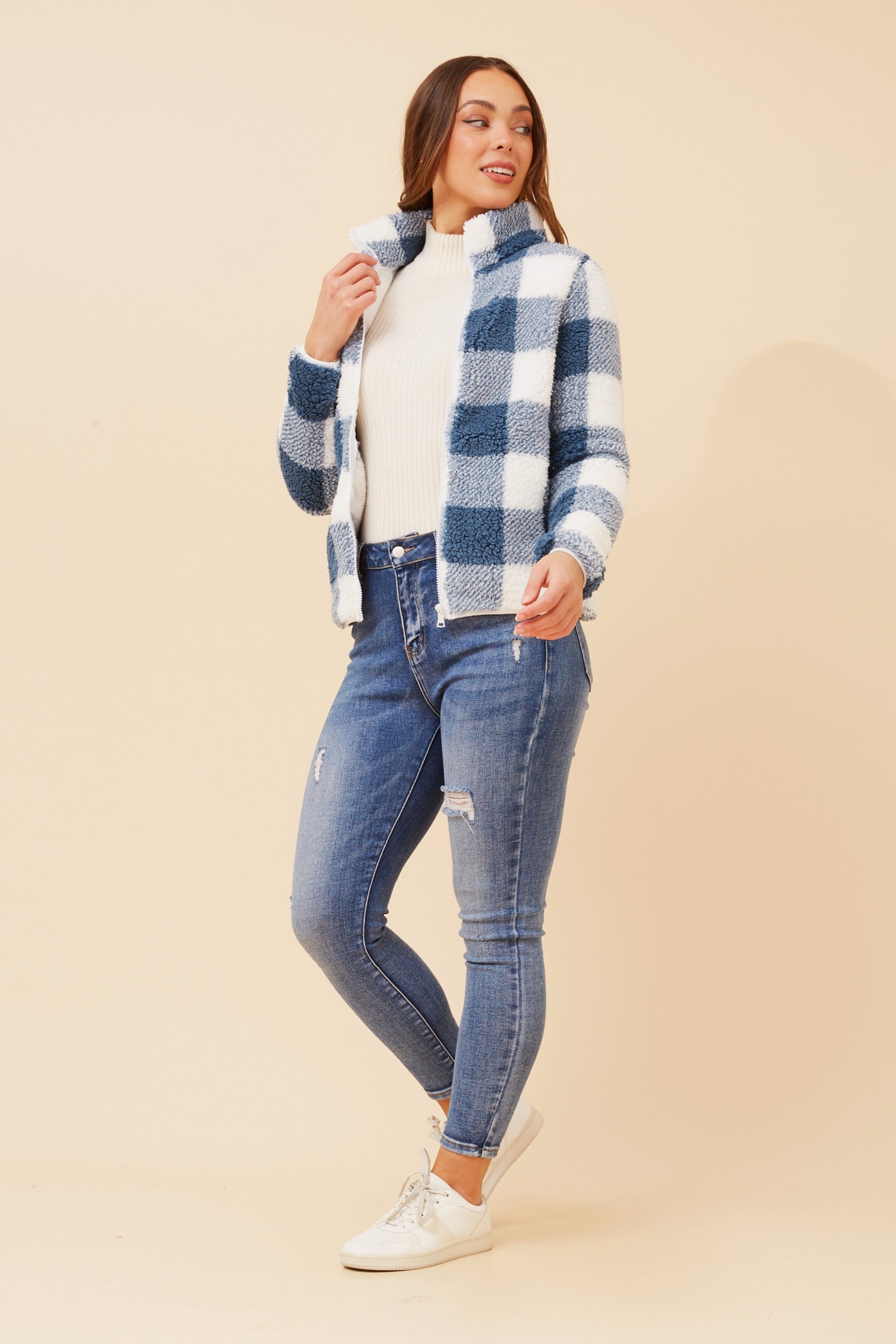 LYN CHECK TEDDY JACKET