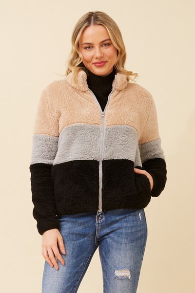 LYN COLOURBLOCK TEDDY JACKET