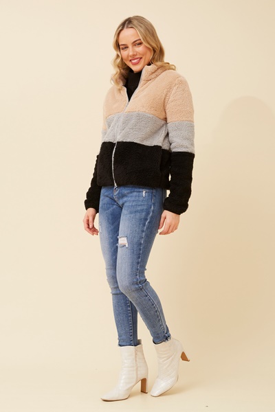 LYN COLOURBLOCK TEDDY JACKET