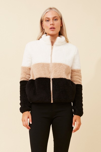 LYN COLOURBLOCK TEDDY JACKET