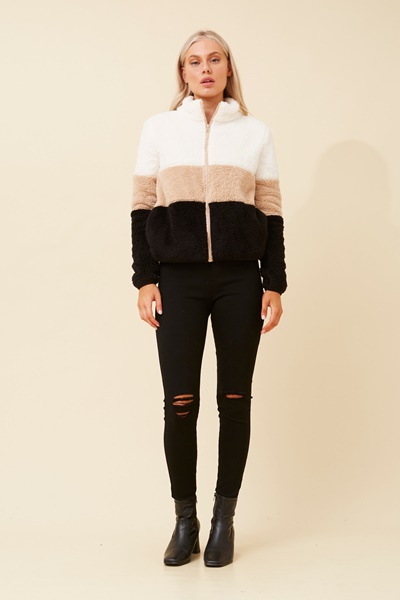 LYN COLOURBLOCK TEDDY JACKET