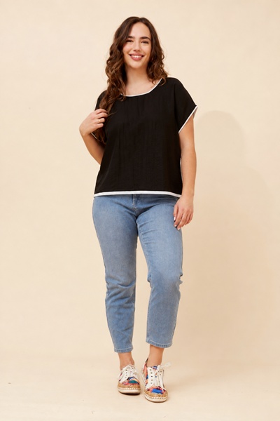 LYNKA SOLID LINEN BLEND TOP