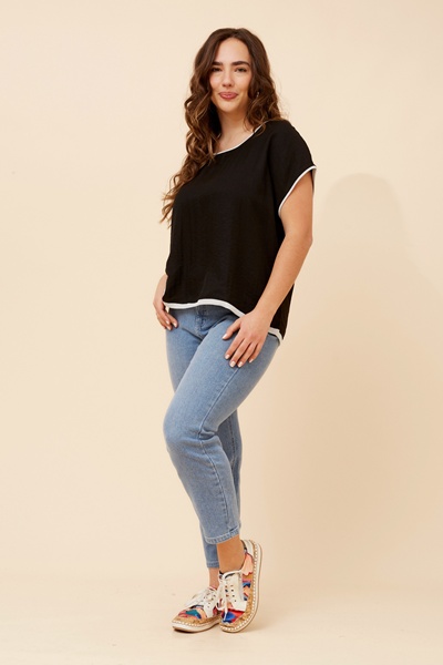 LYNKA SOLID LINEN BLEND TOP