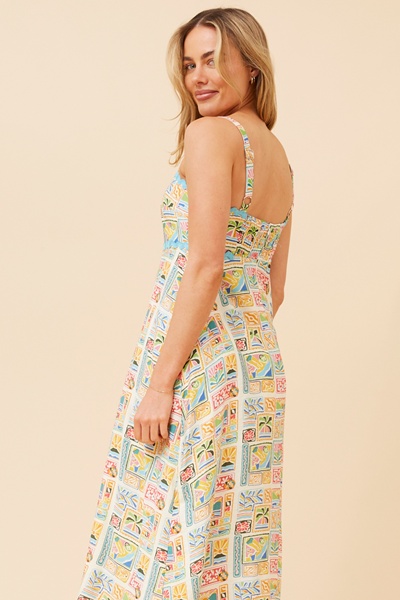 MAKENNA PATCHWORK PRINT MIDI DRESS