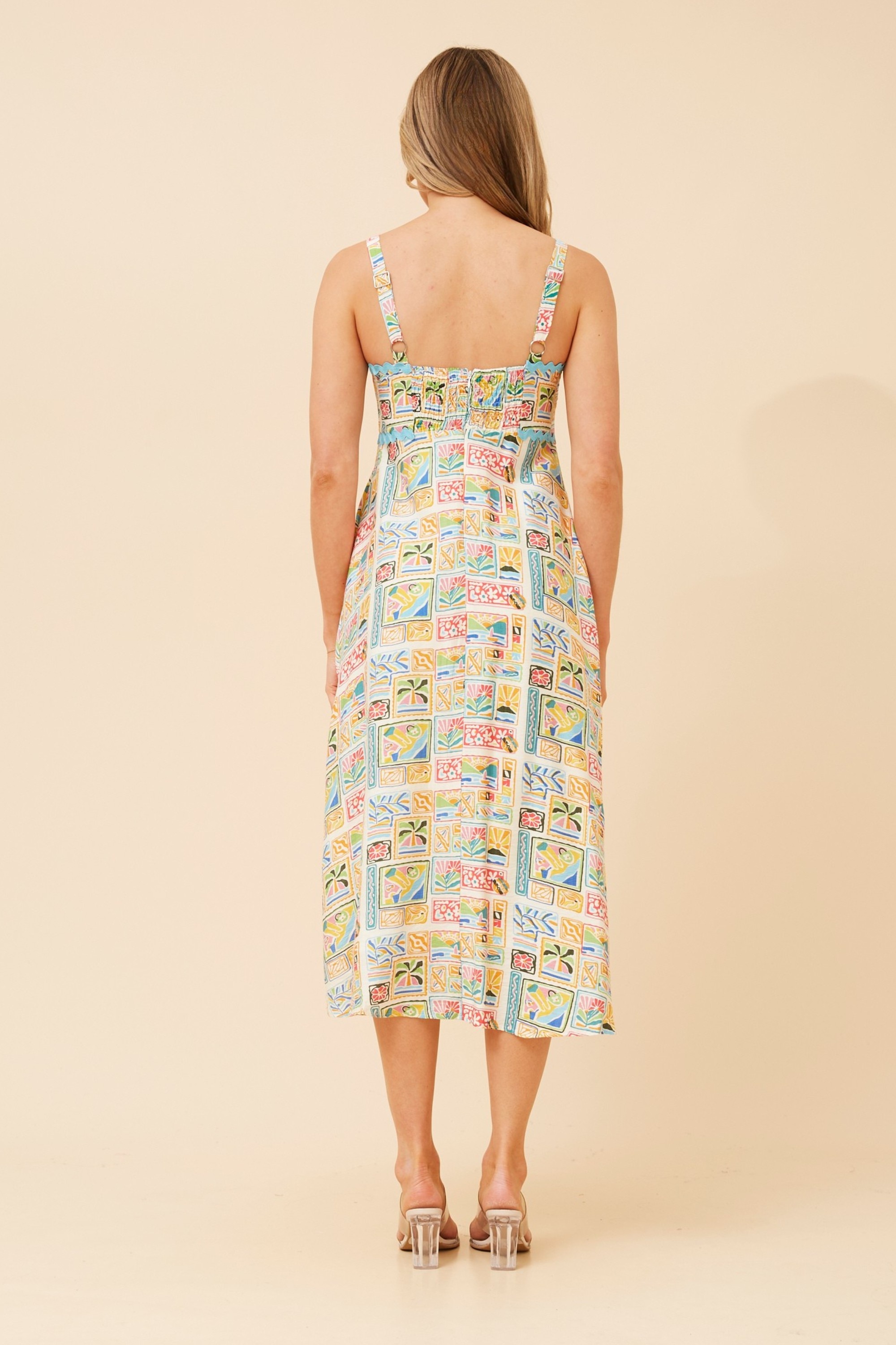MAKENNA PATCHWORK PRINT MIDI DRESS
