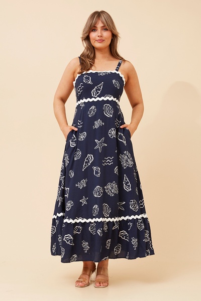 MAKENNA SHELL PRINT MAXI DRESS