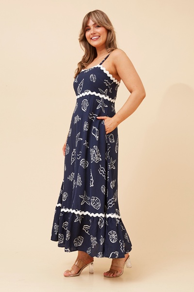 MAKENNA SHELL PRINT MAXI DRESS