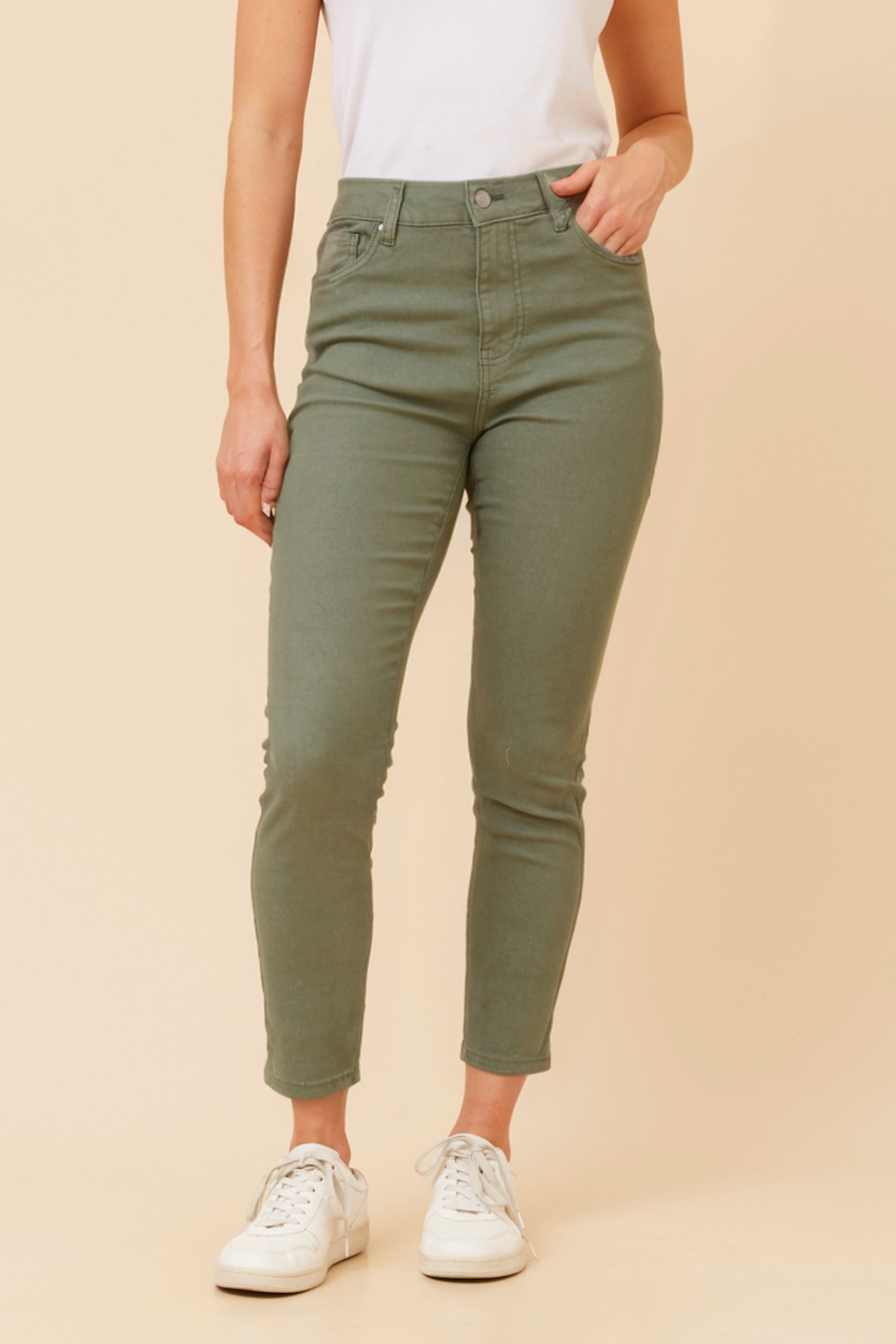 MALEA SOLID DENIM LONG PANTS