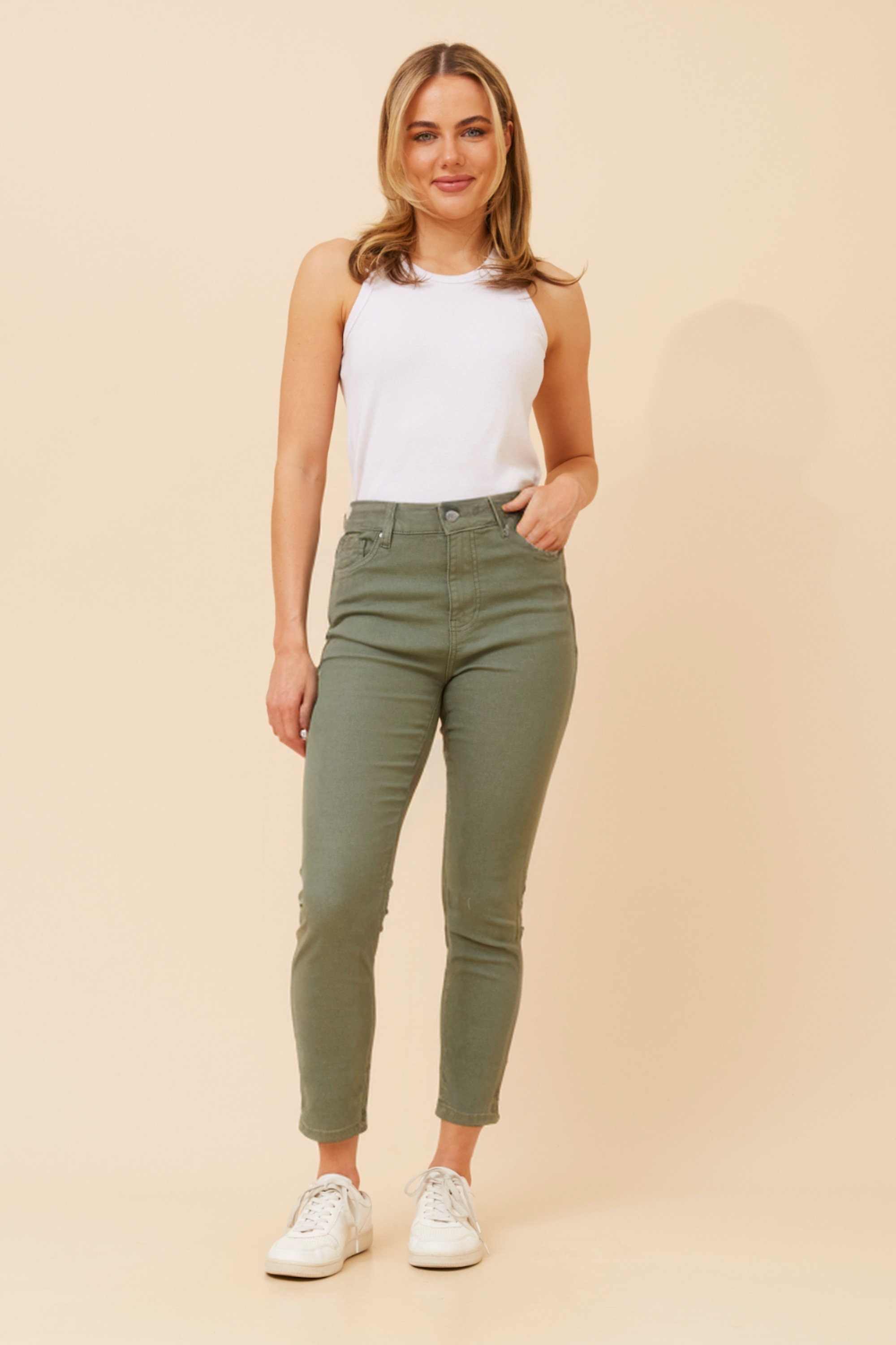 MALEA SOLID DENIM LONG PANTS