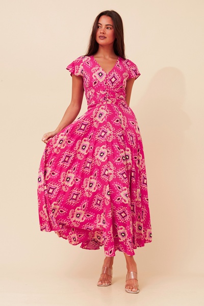 MALIBU ABSTRACT PRINT MAXI DRESS