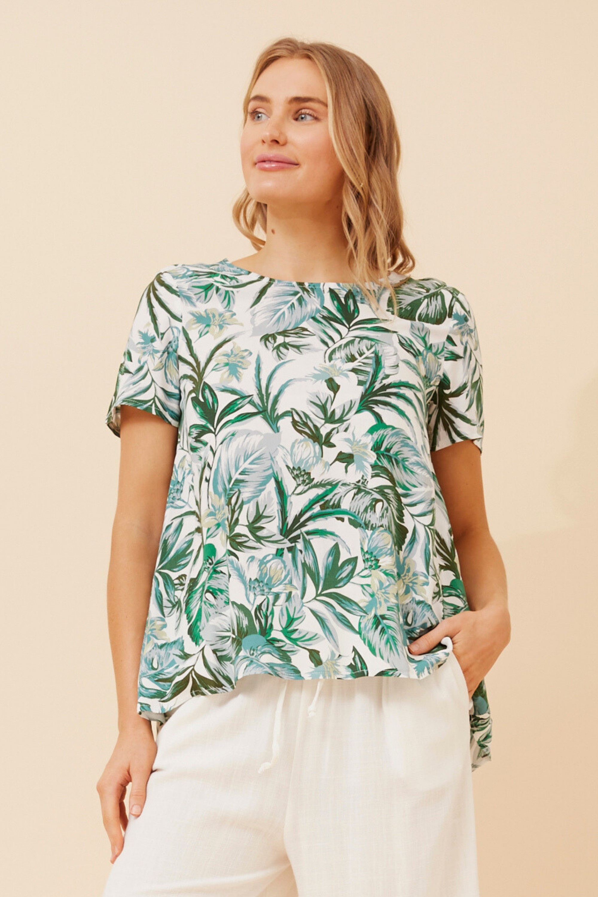 MALISSA LEAF PRINT TOP