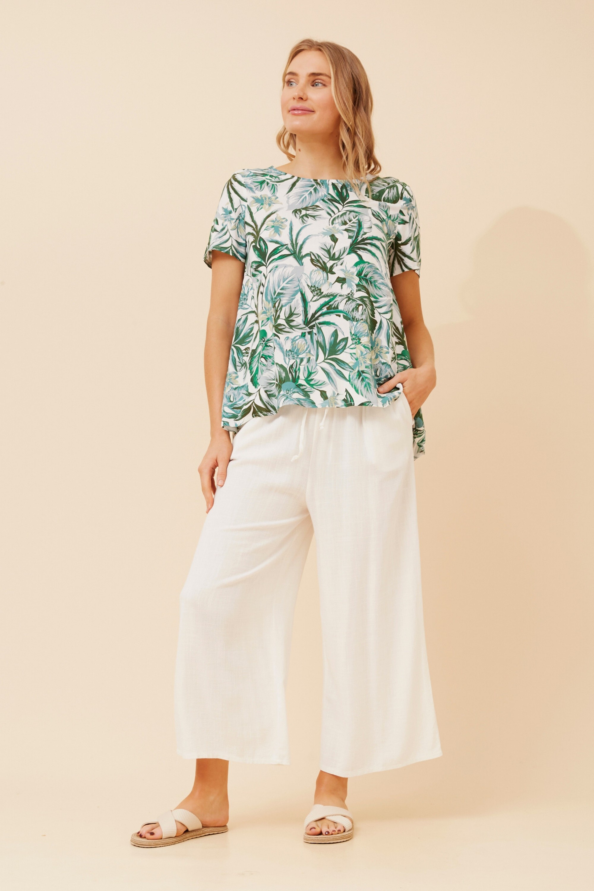 MALISSA LEAF PRINT TOP