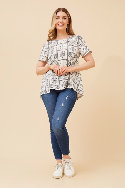 MALISSA PATCHWORK PRINT TOP