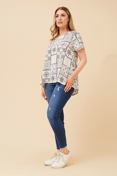 MALISSA PATCHWORK PRINT TOP