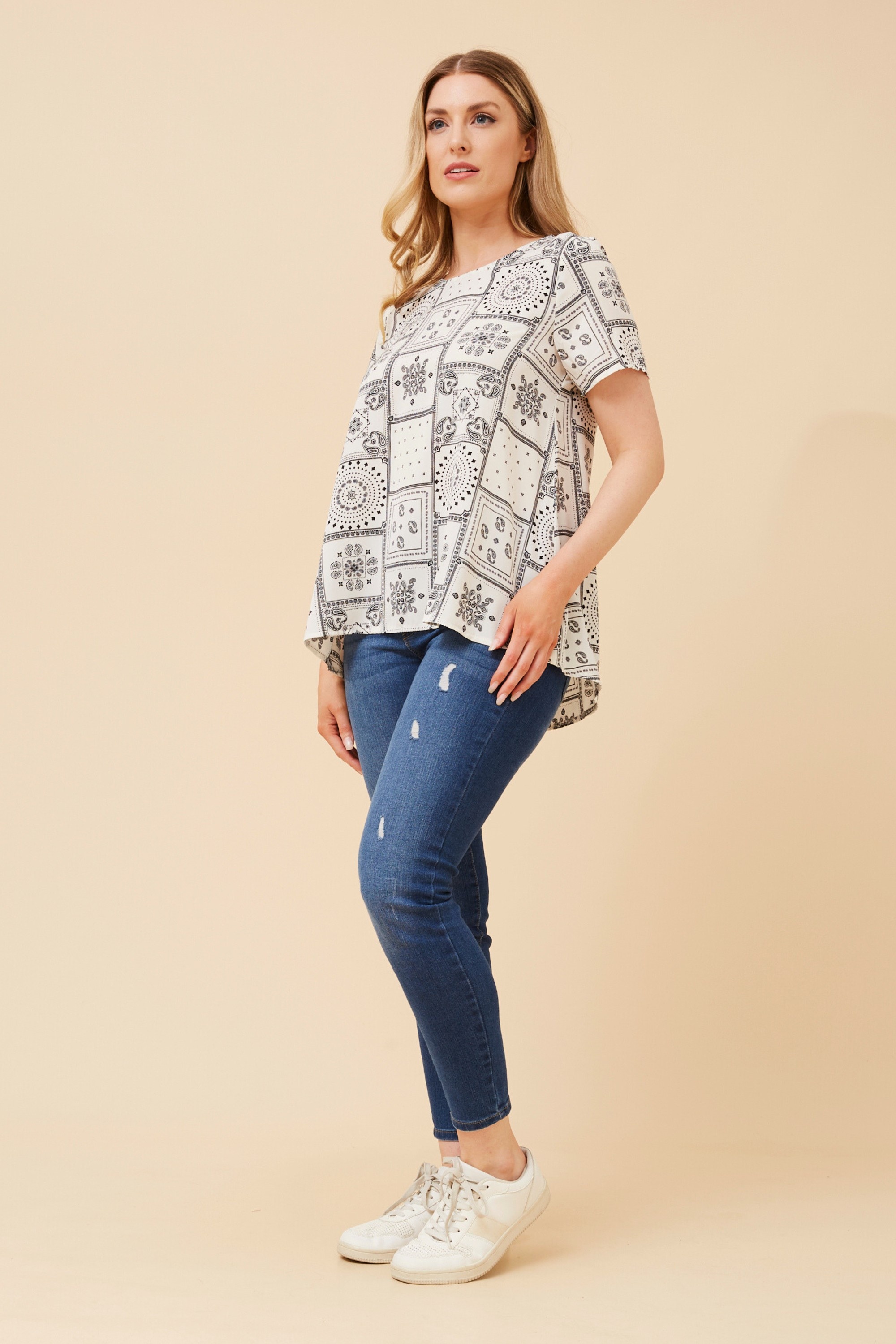 MALISSA PATCHWORK PRINT TOP