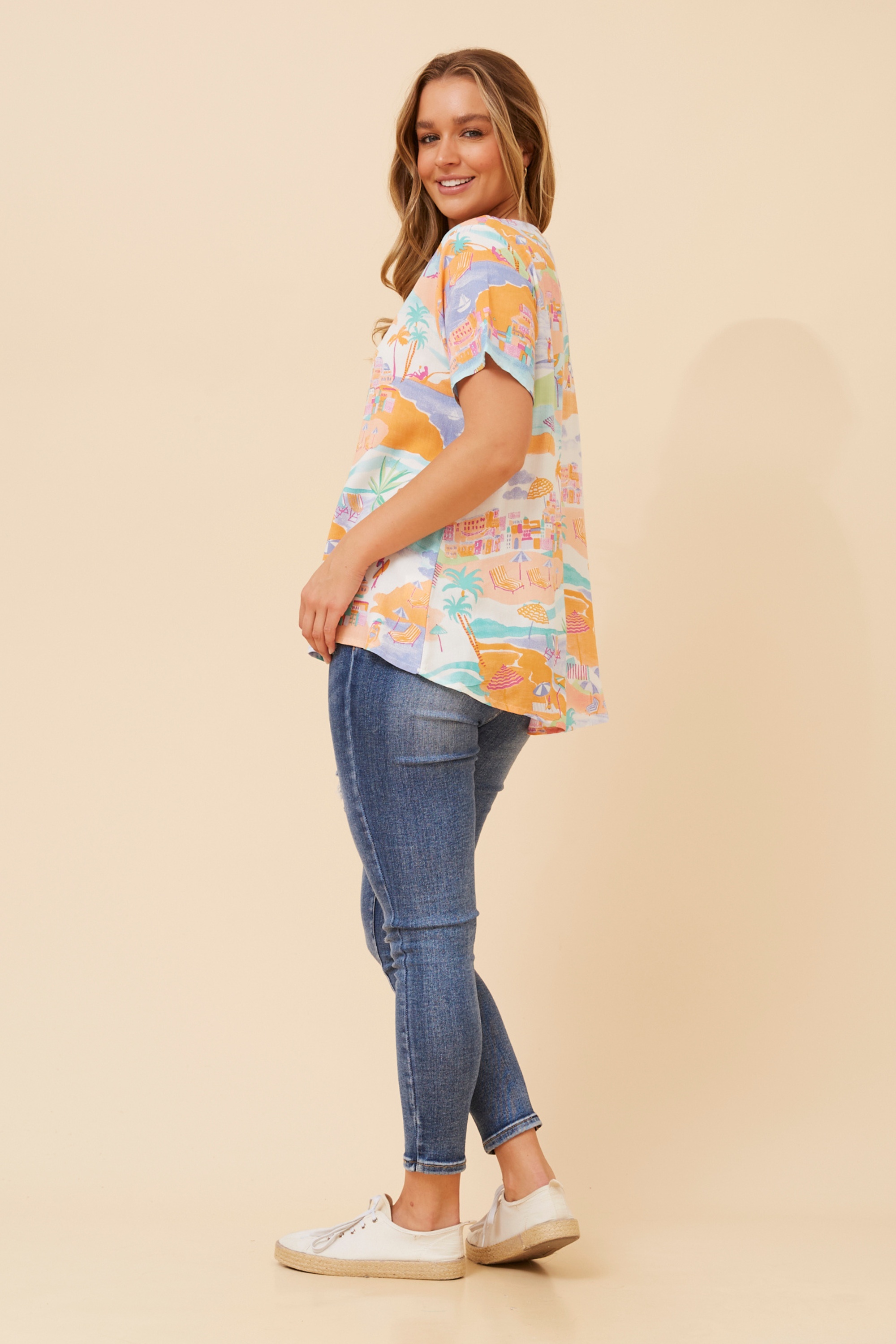 MALISSA WANDERLUST PRINT TOP