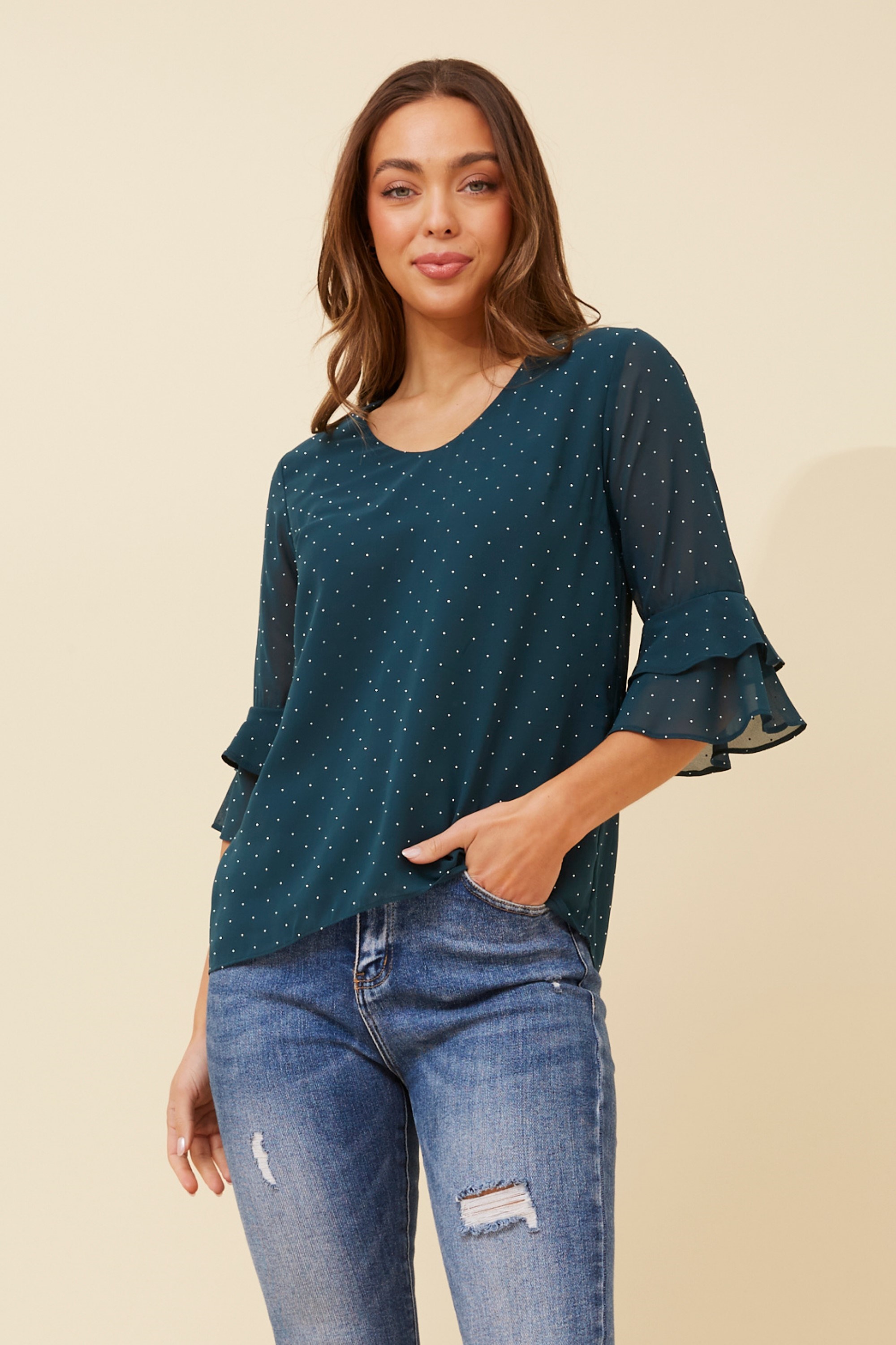 MALLORY DIAMANTE BLOUSE