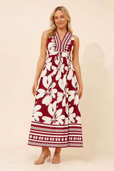 MARA BORDER PRINT  MAXI DRESS