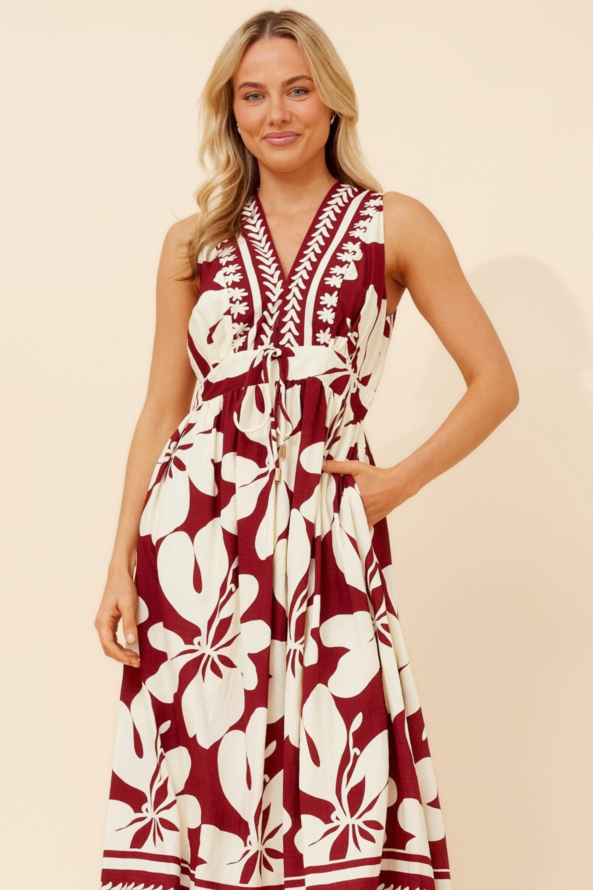 MARA BORDER PRINT  MAXI DRESS