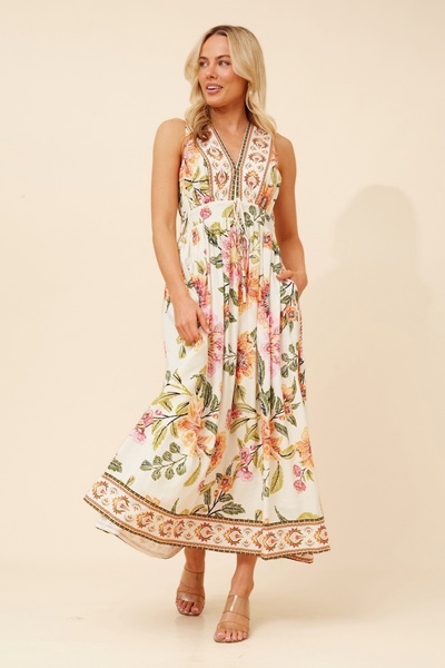 MARA BORDER PRINT MAXI DRESS