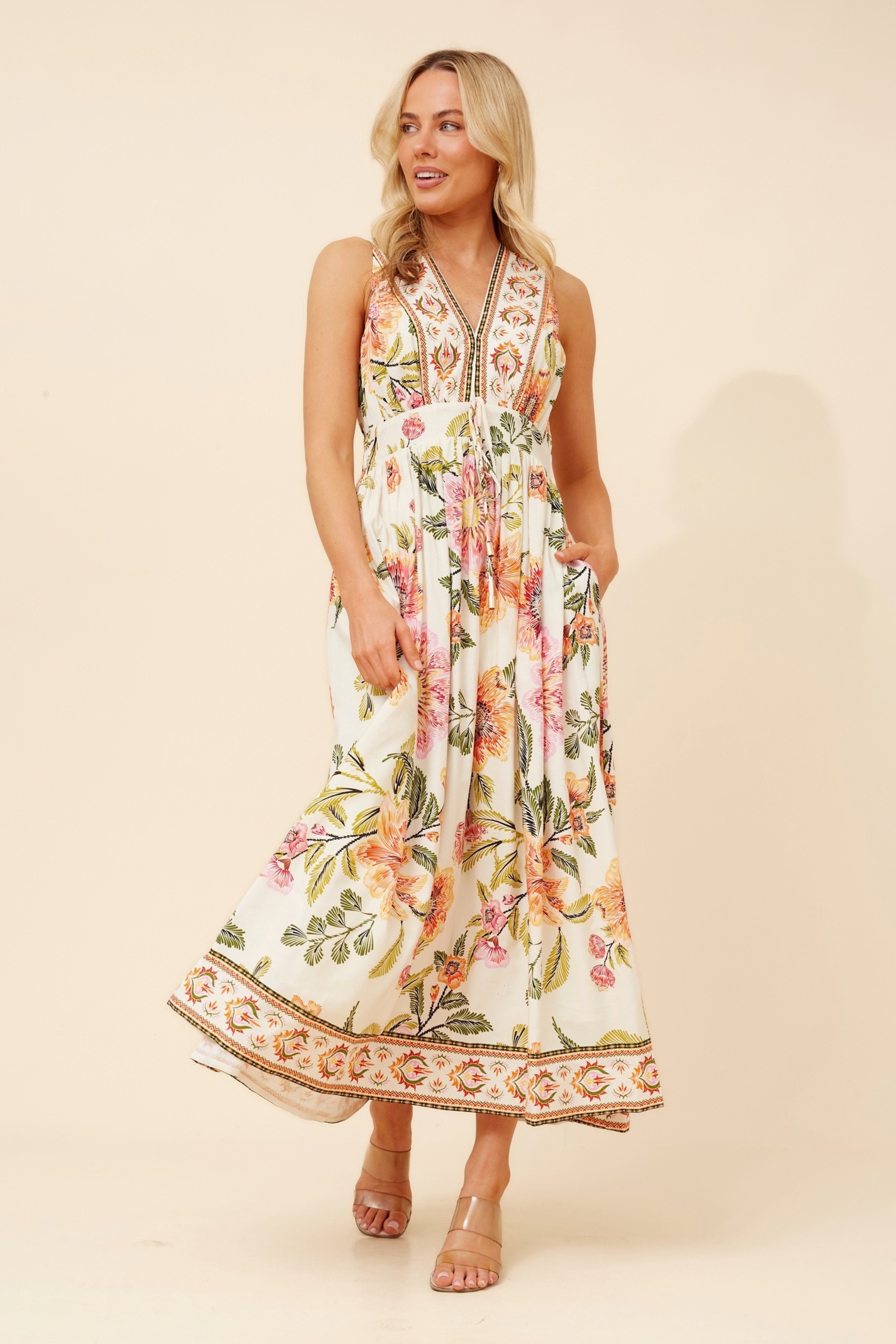 MARA BORDER PRINT MAXI DRESS