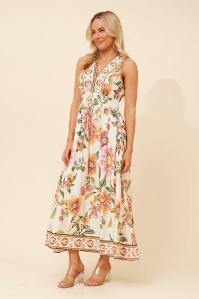 MARA BORDER PRINT MAXI DRESS