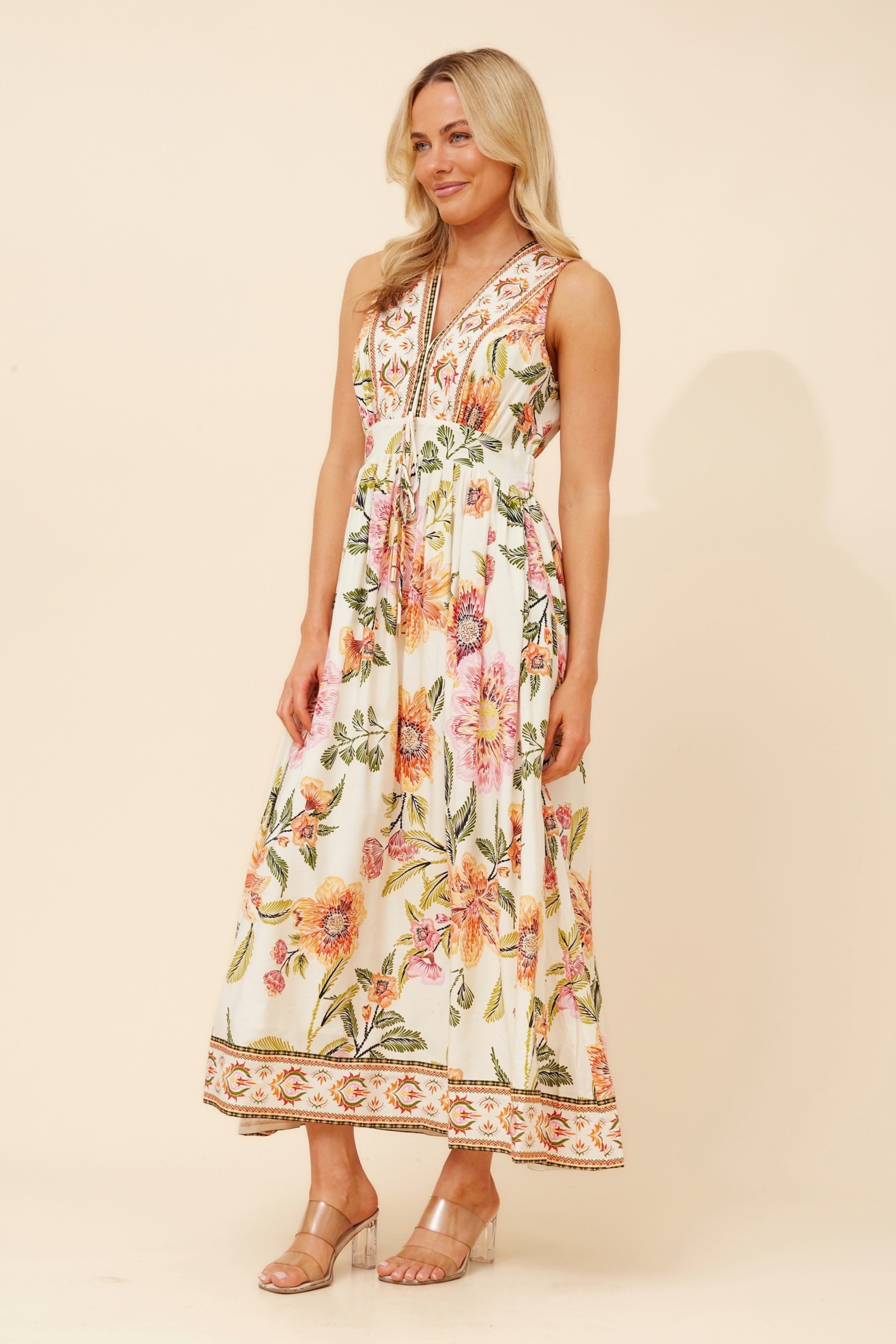 MARA BORDER PRINT MAXI DRESS