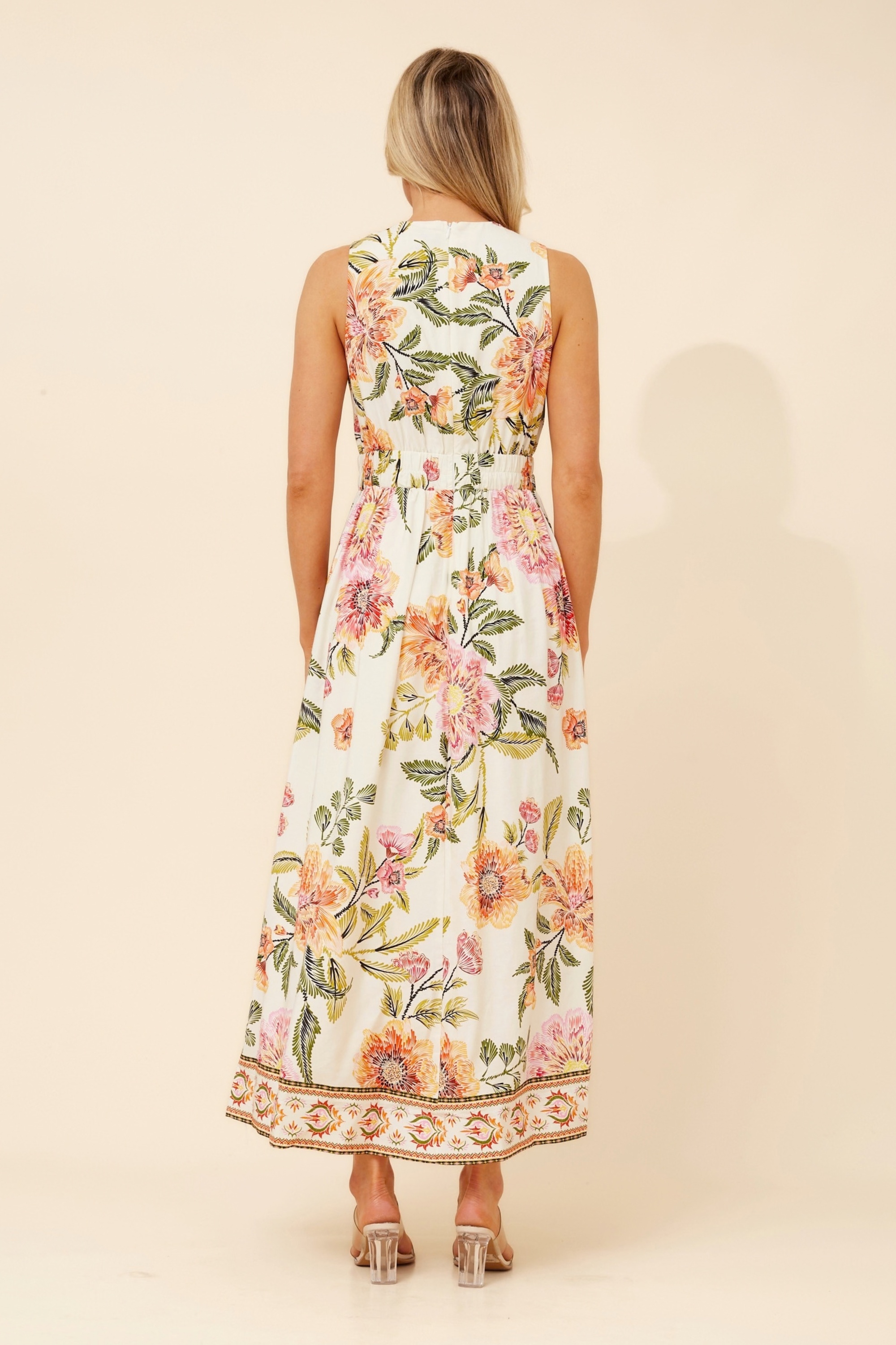 MARA BORDER PRINT MAXI DRESS