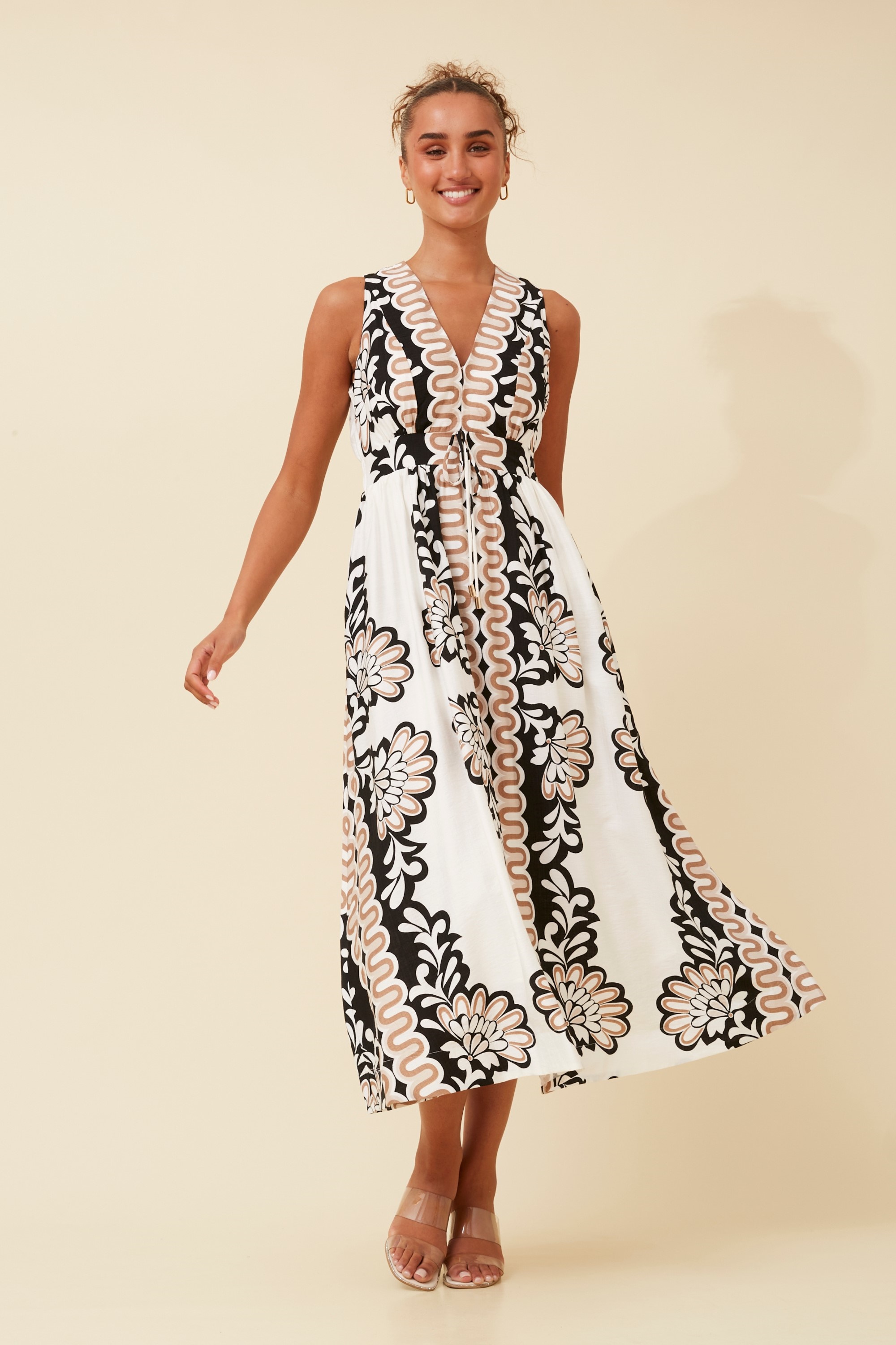 MARA BORDER PRINT MAXI DRESS