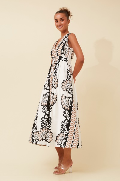 MARA BORDER PRINT MAXI DRESS