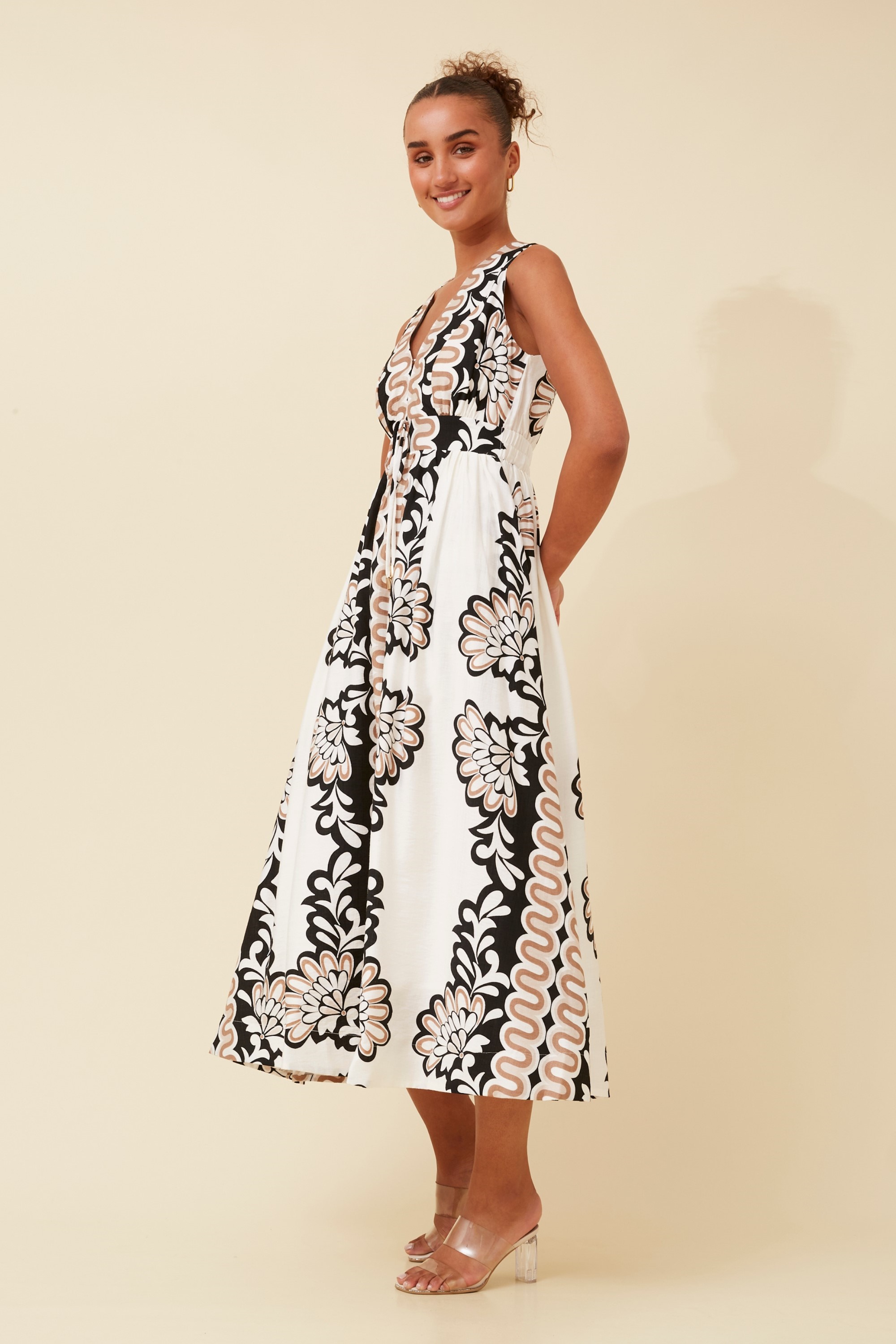 MARA BORDER PRINT MAXI DRESS