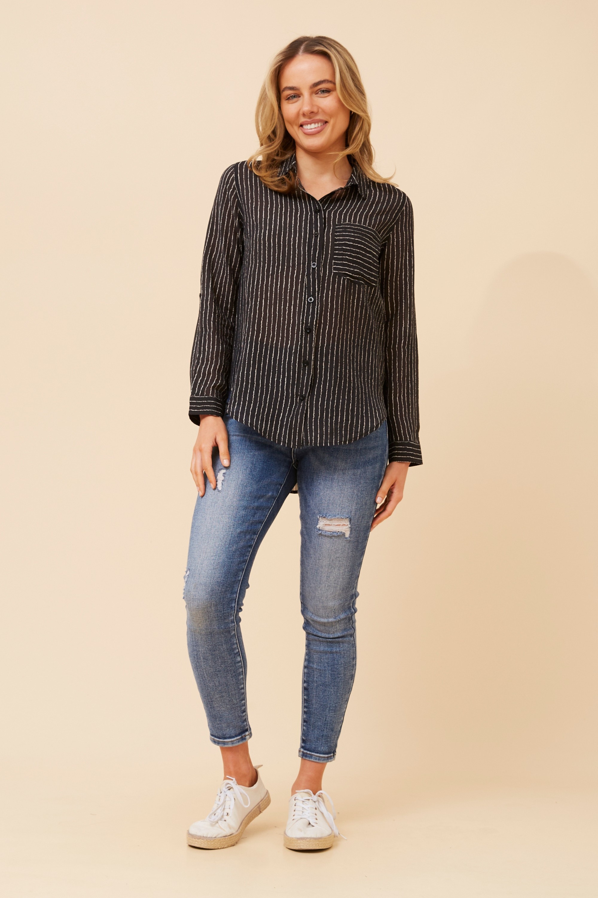 MARGARET STRIPE PRINT SHIRT