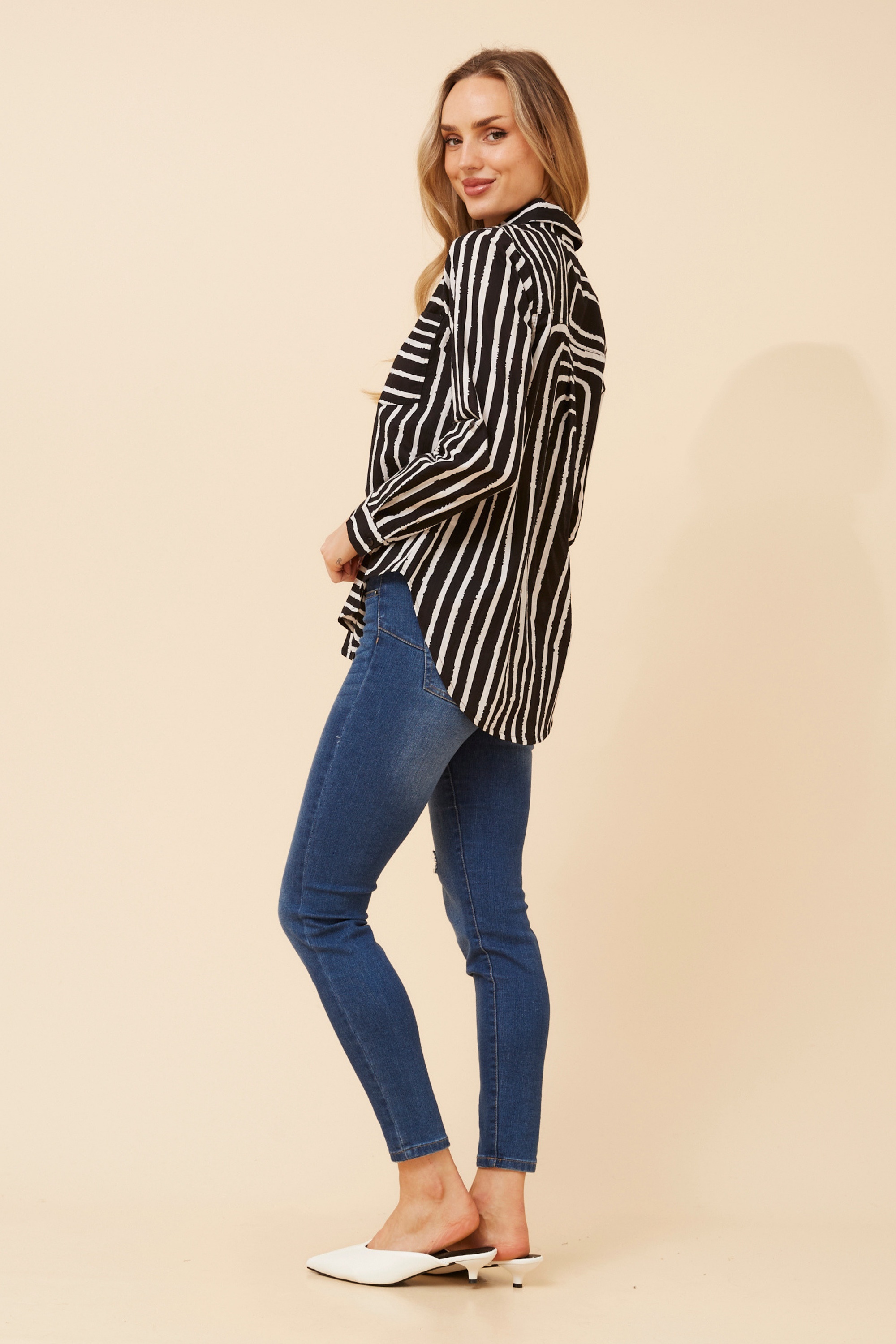 MARGARET STRIPE PRINT TOP