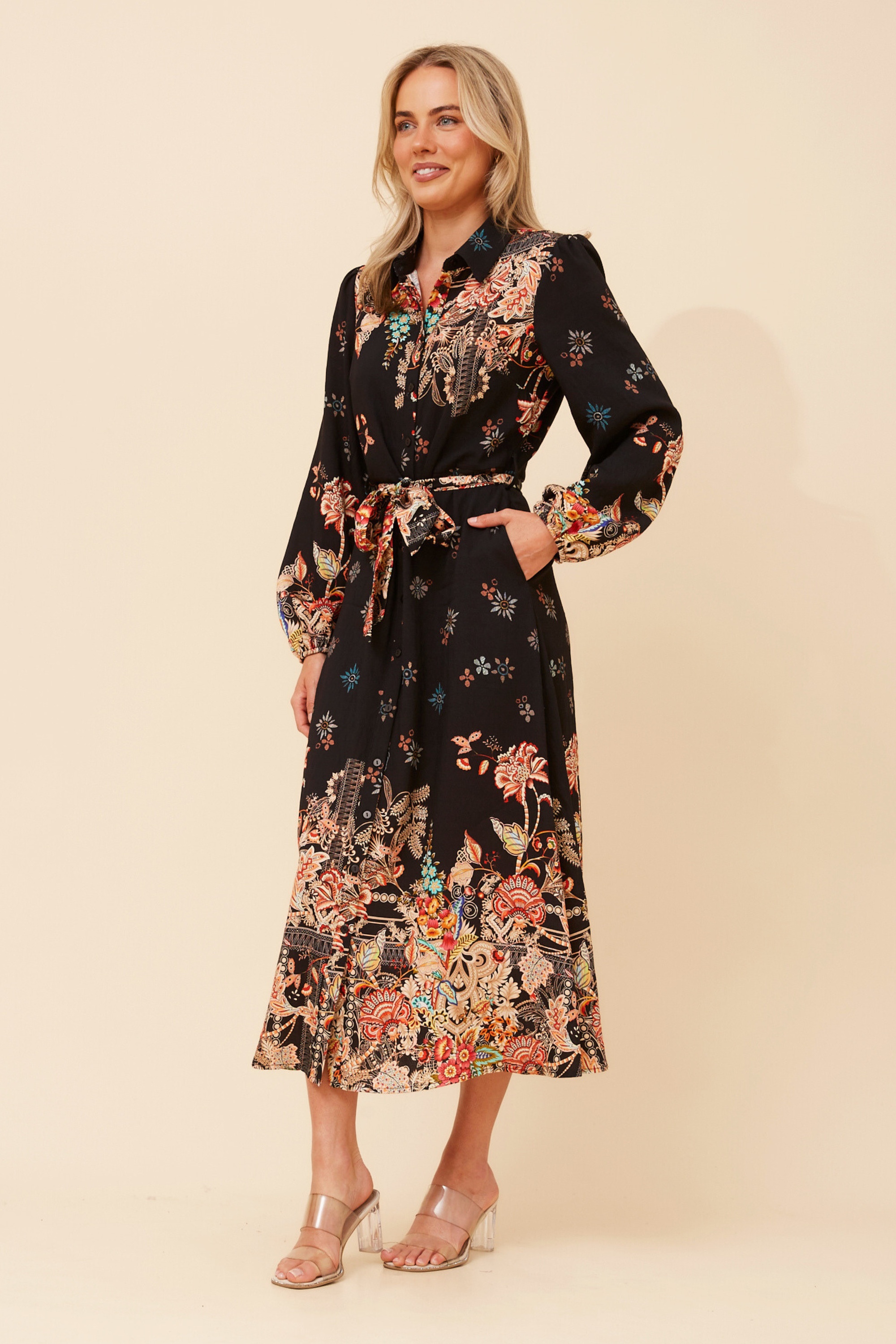 MARGO BORDER PRINT MAXI DRESS