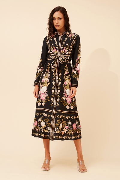 MARGO BORDER PRINT MAXI DRESS