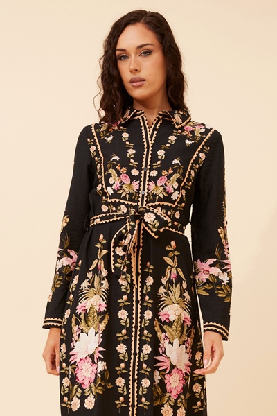 MARGO BORDER PRINT MAXI DRESS