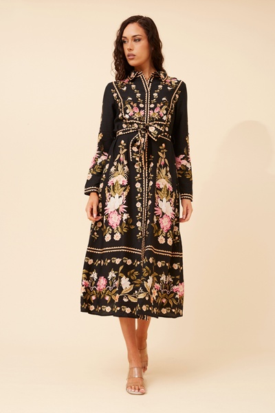 MARGO BORDER PRINT MAXI DRESS