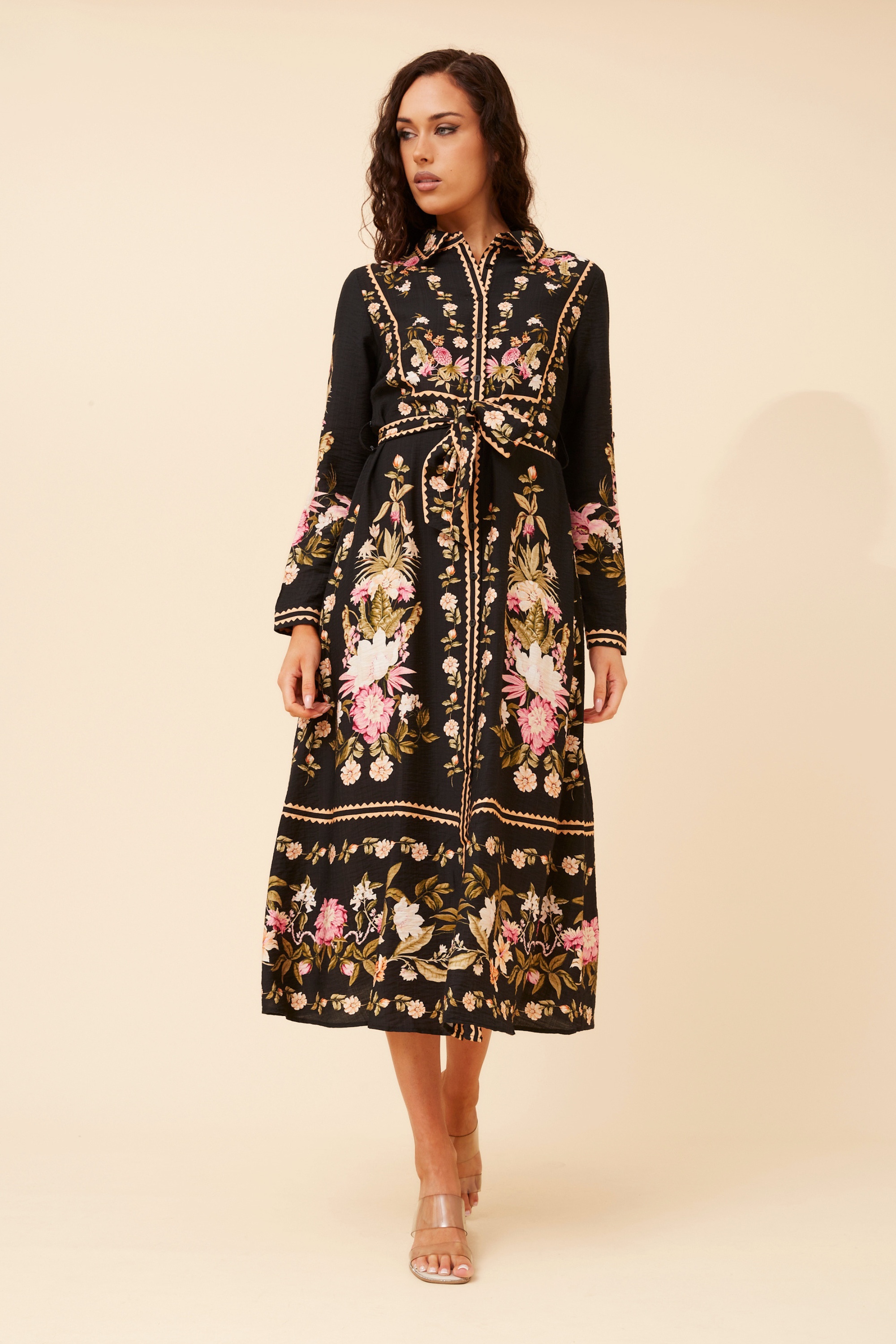 MARGO BORDER PRINT MAXI DRESS