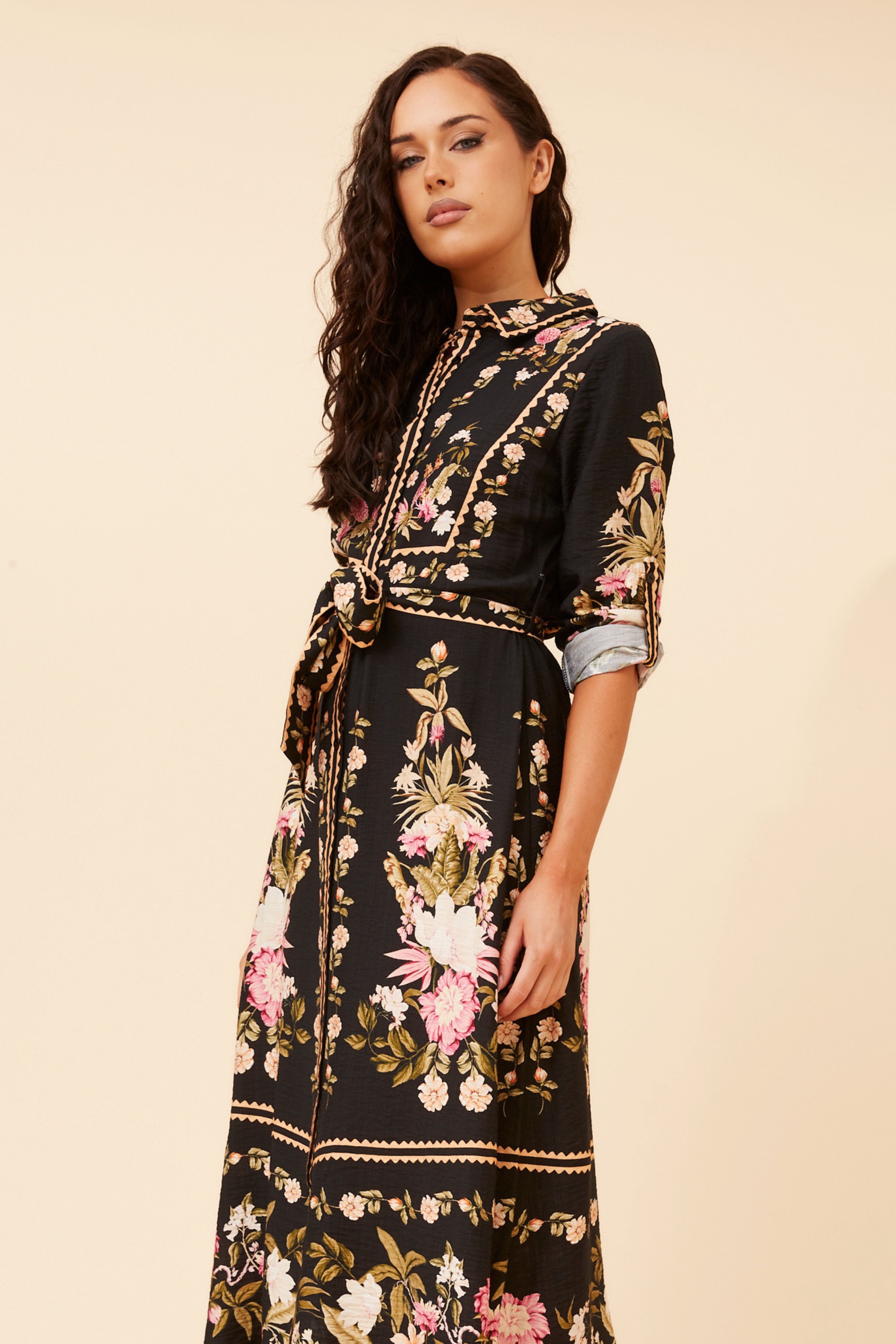 MARGO BORDER PRINT MAXI DRESS