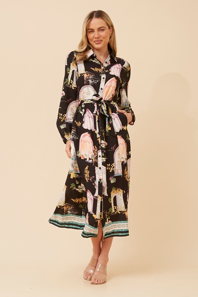 MARGO BORDER PRINT MAXI DRESS