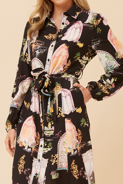 MARGO BORDER PRINT MAXI DRESS