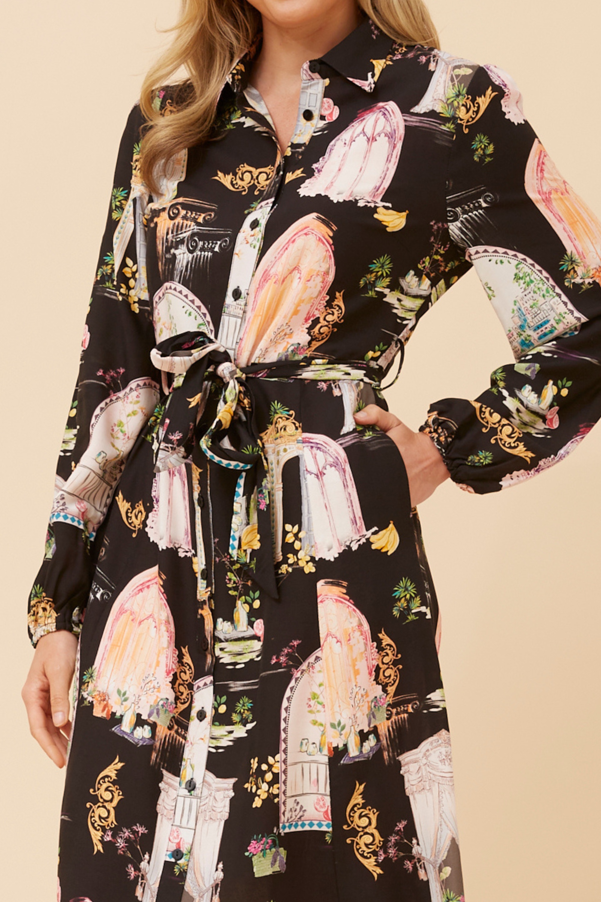 MARGO BORDER PRINT MAXI DRESS