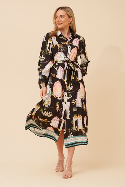 MARGO BORDER PRINT MAXI DRESS