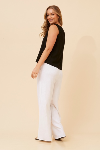 MARIBEL SLEEVELESS LINEN BLEND TOP