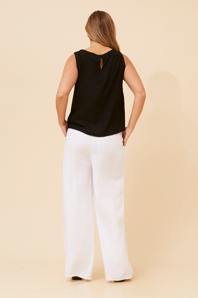 MARIBEL SLEEVELESS LINEN BLEND TOP